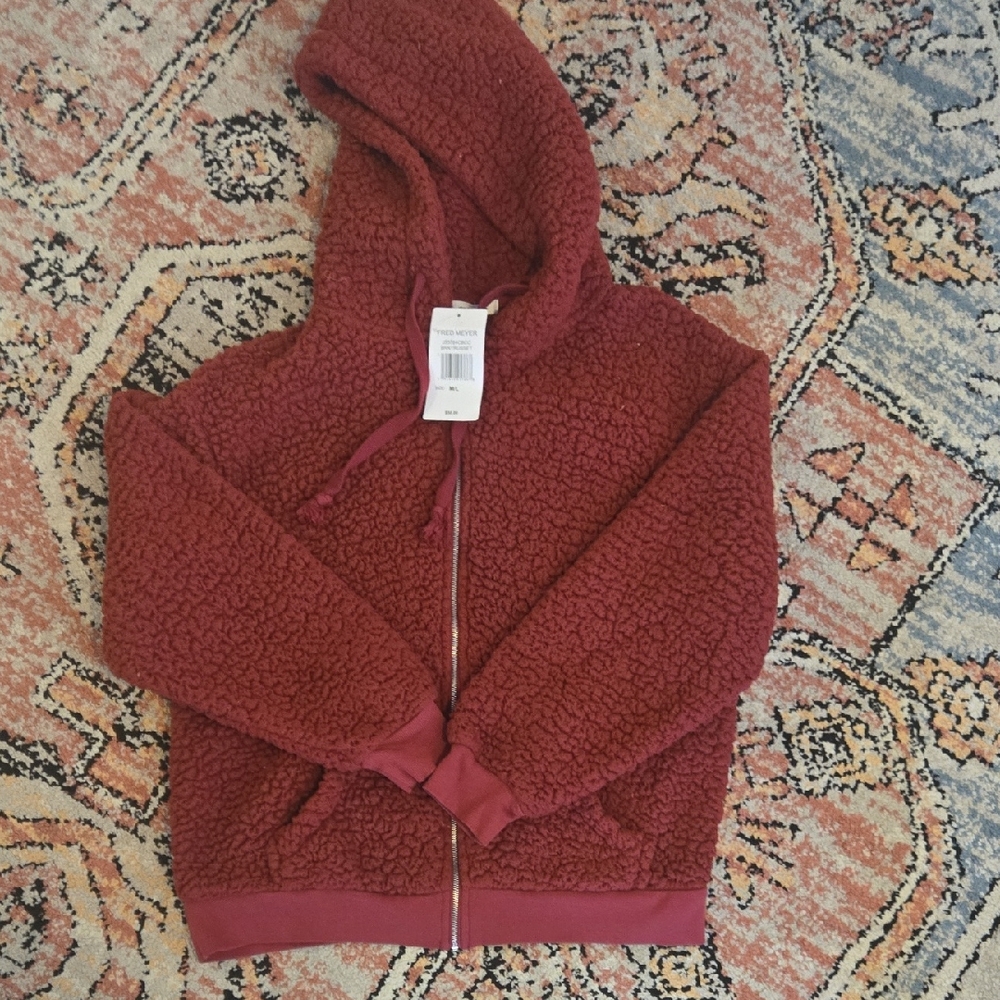 Fred Meyer Stich And Pine Burgundy Sherpa Hoodie